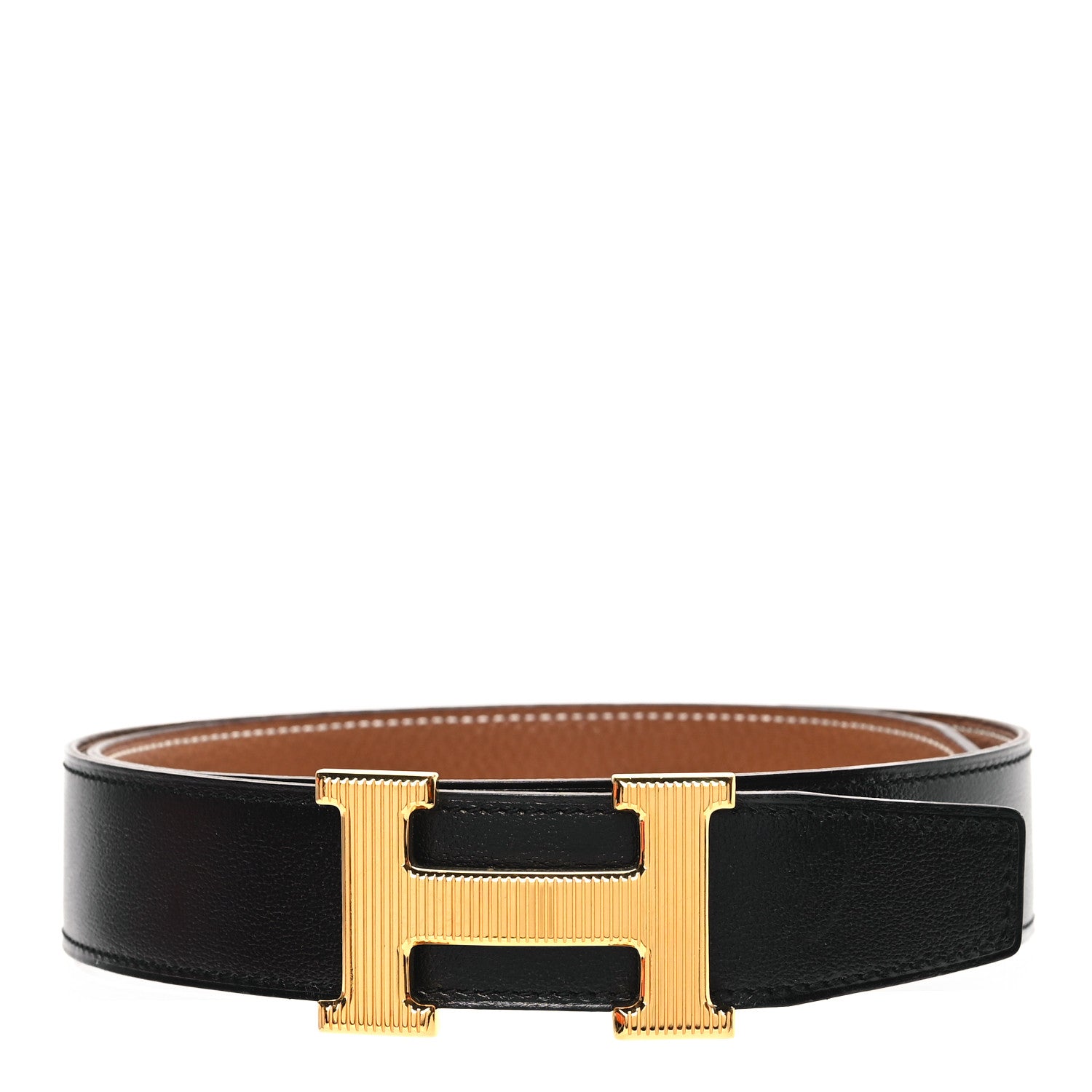 Hermes Box Togo 32mm Striee H Belt 75 30 Black Gold 1 of 5