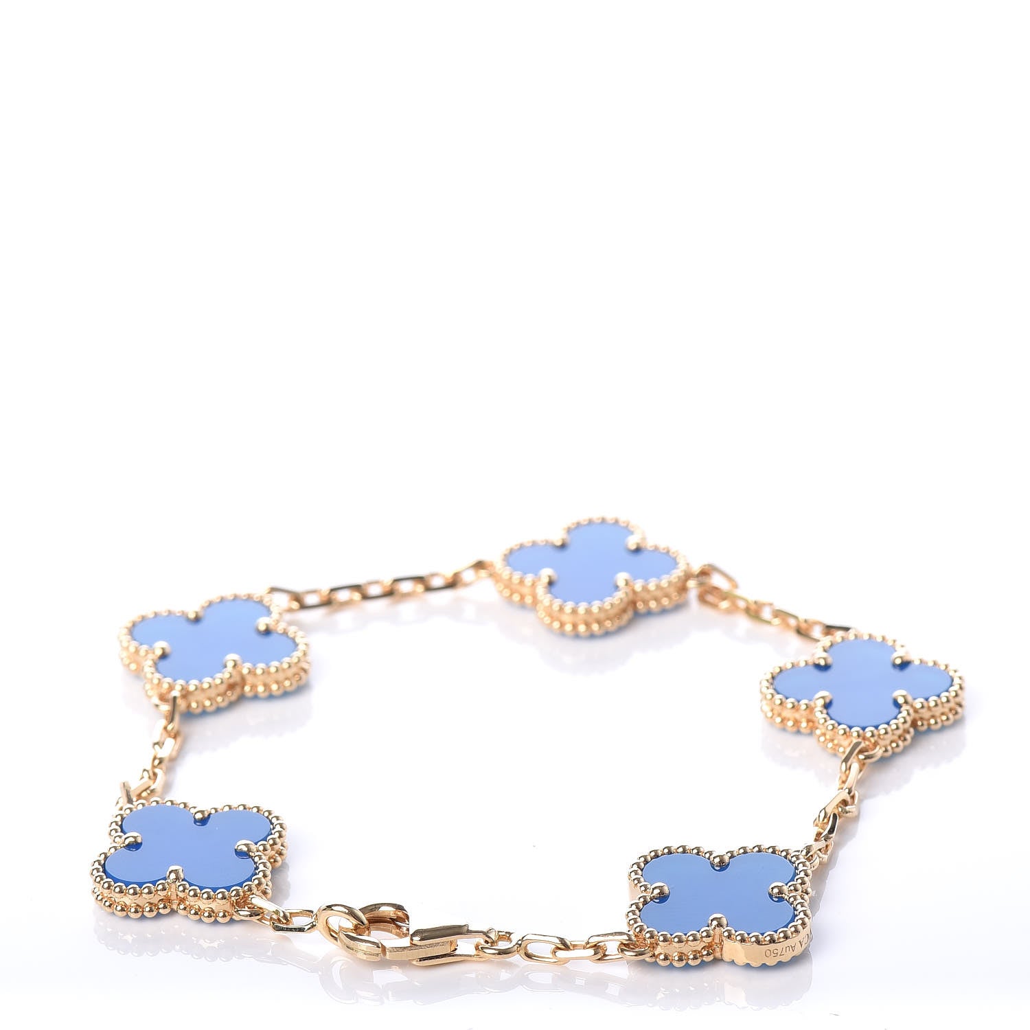 Van Cleef & Arpels 18K Yellow Gold Blue Agate 5 Motifs Vintage Alhambra Bracelet 3 of 6