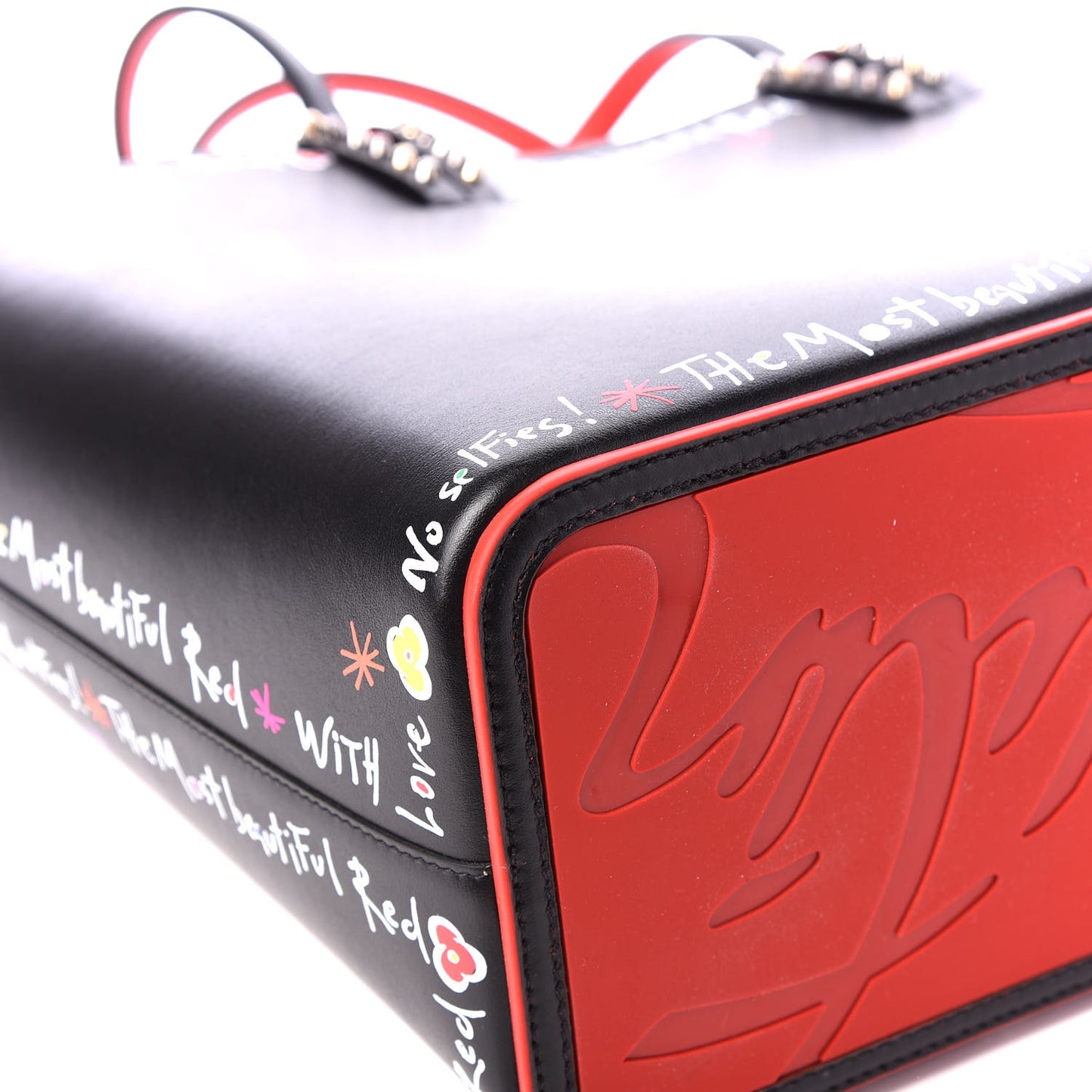 Calfskin Beautiful Red East West Cabata Tote Black Multicolor
