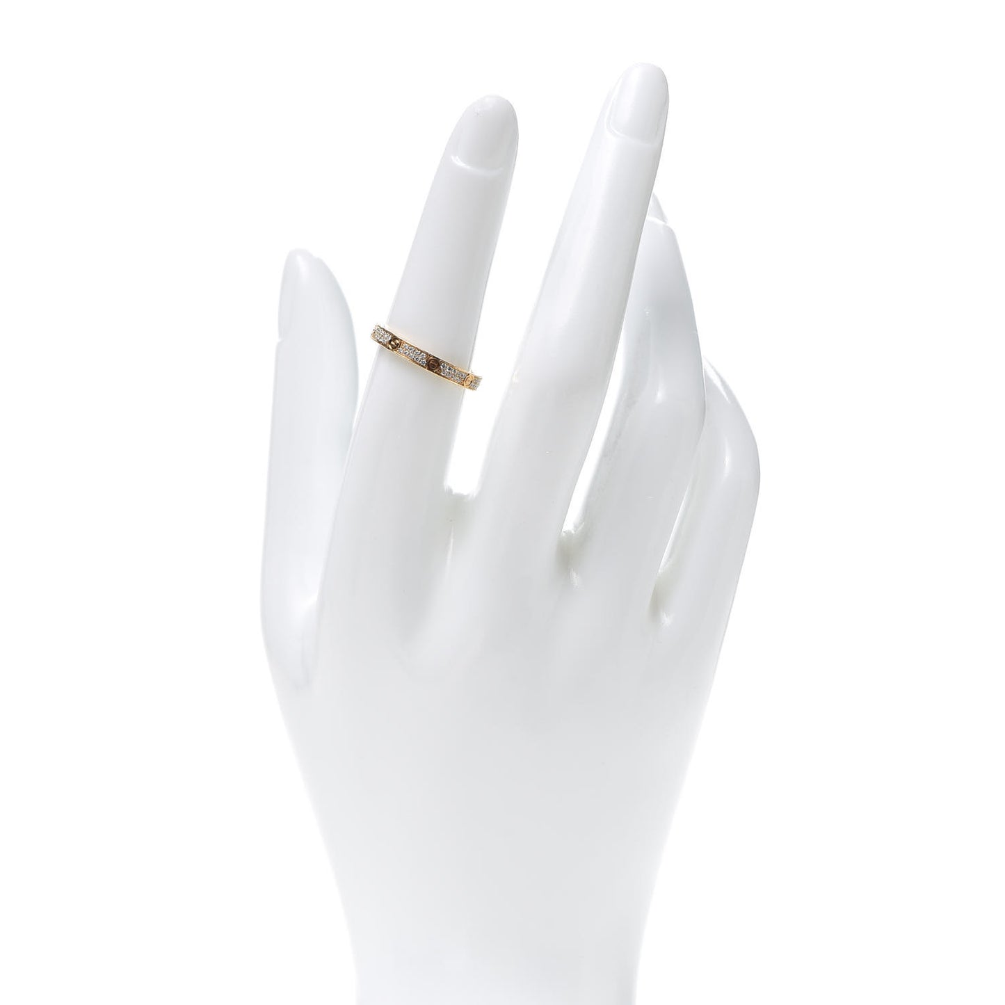 18K Yellow Gold Diamond 2.6mm LOVE Paved Band Ring 53 6.5
