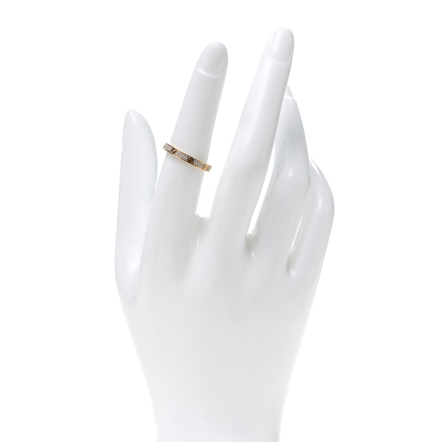 Cartier 18K Yellow Gold Diamond 2.6mm LOVE Paved Band Ring 53 6.5 2 of 6