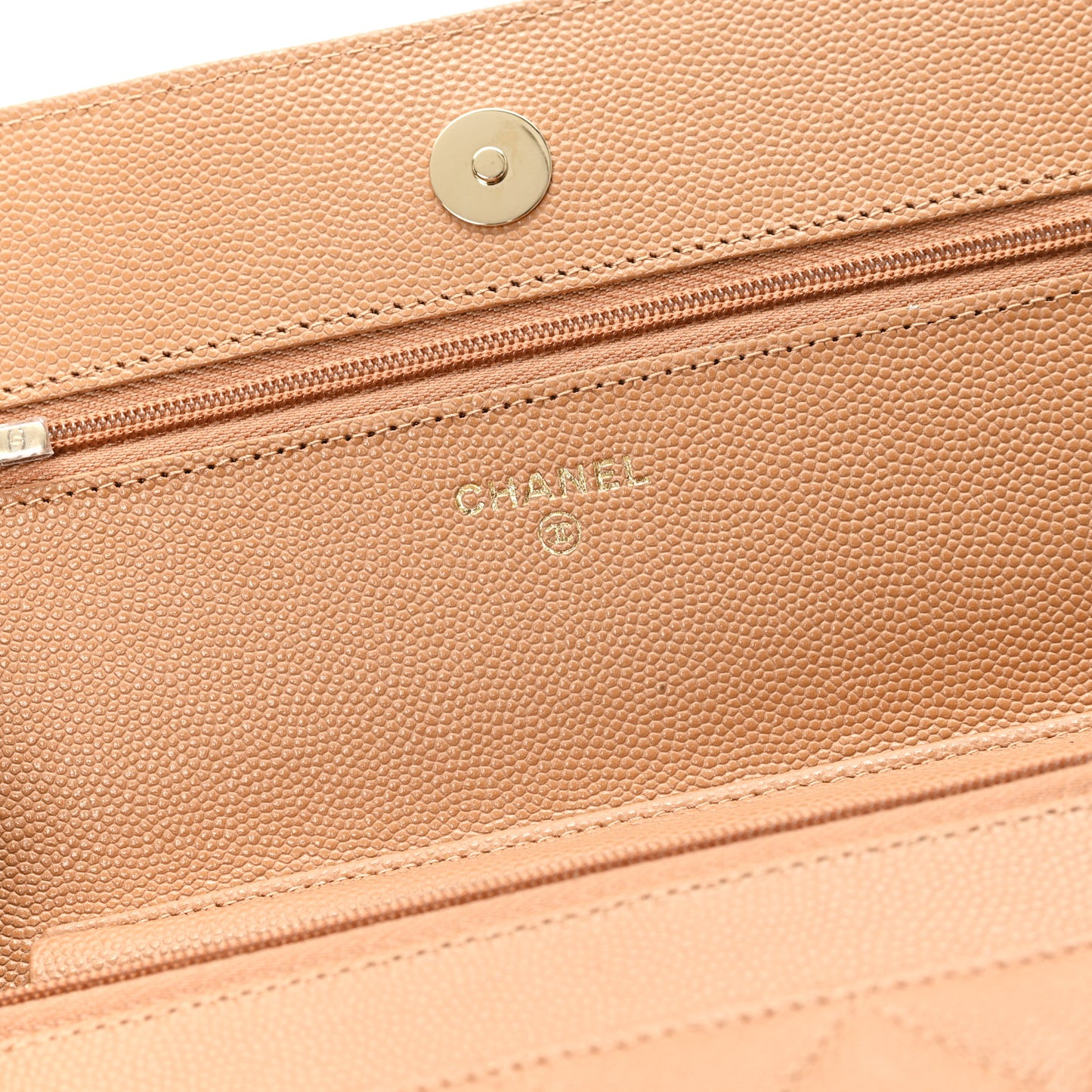 Caviar Quilted Wallet On Chain WOC Beige