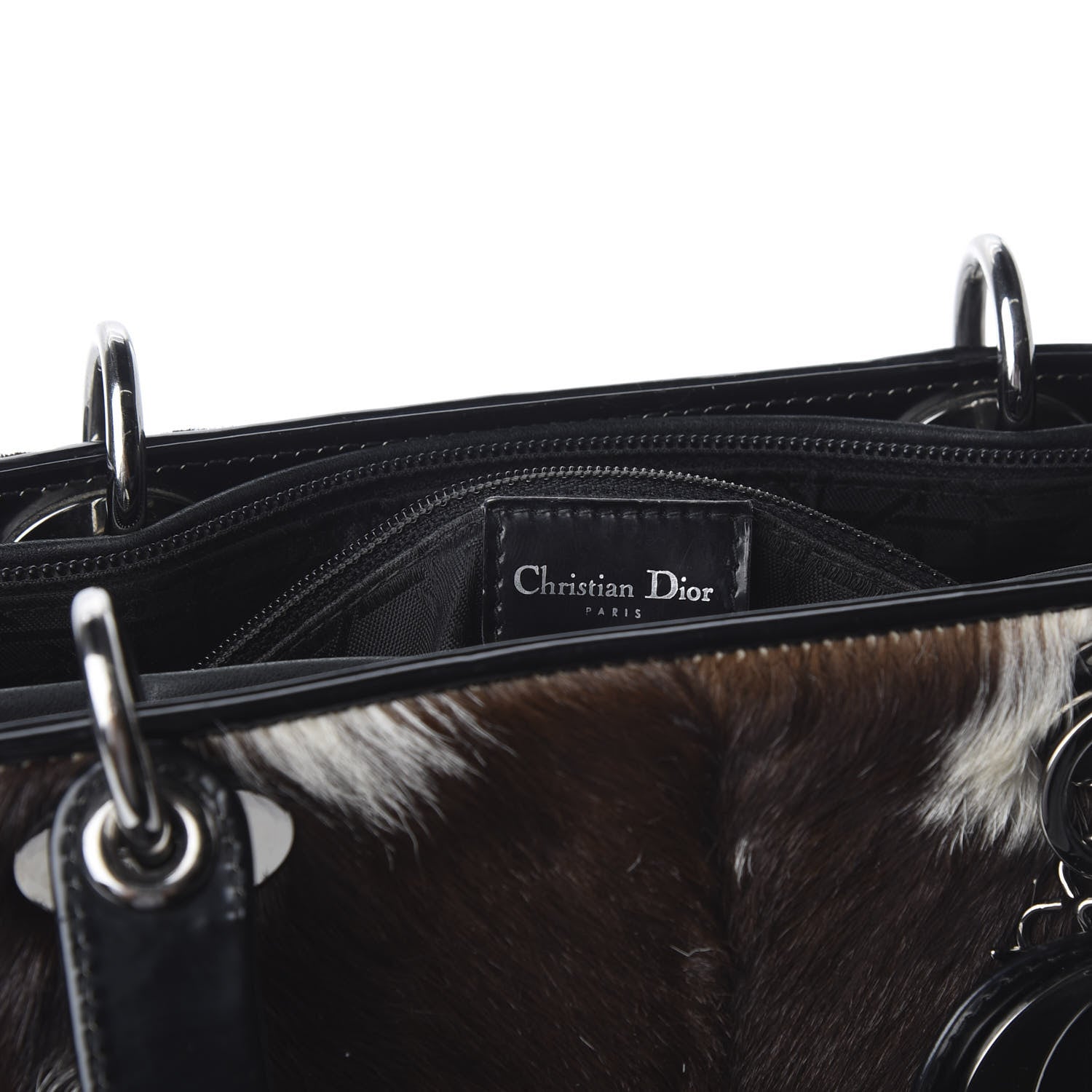 Christian Dior Patent Pony Hair Large Lady Dior Black 8 of 10