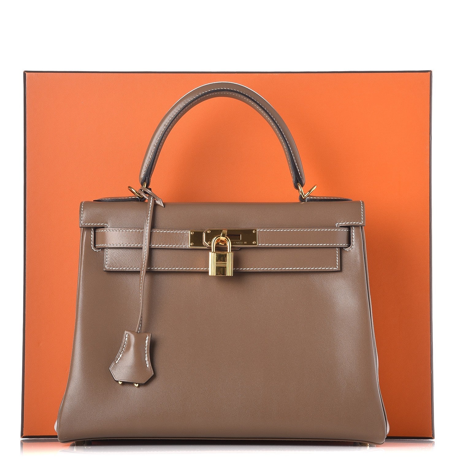 Hermes Tadelakt Kelly Retourne 28 Etoupe 36 of 36