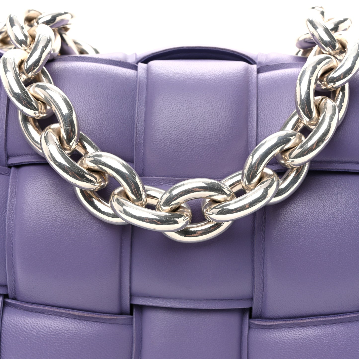 Lambskin Maxi Intreccio Padded Chain Cassette Crossbody Bag Lavender