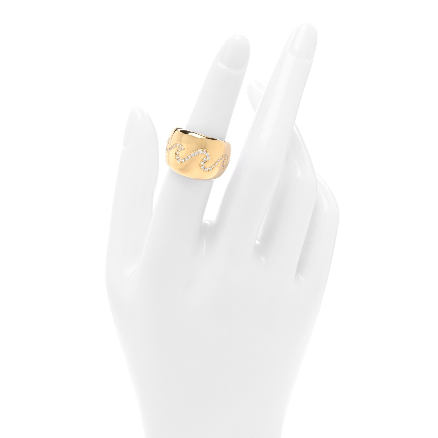 Van Cleef & Arpels 18K Yellow Gold Diamond Wave Ring 52 6 2 of 4