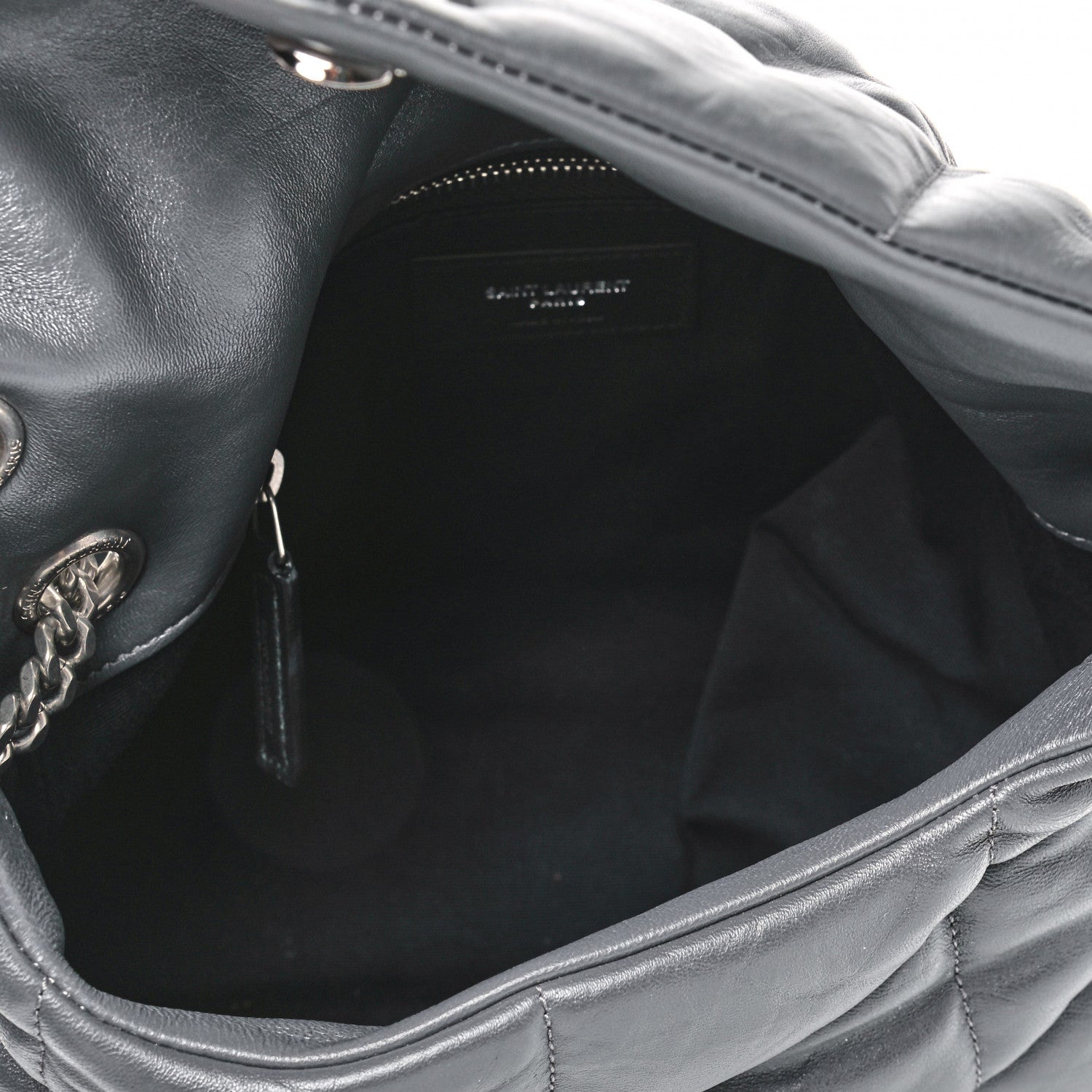 Saint Laurent Lambskin Quilted Small Loulou Puffer Monogram Chain Satchel Storm 4 of 5