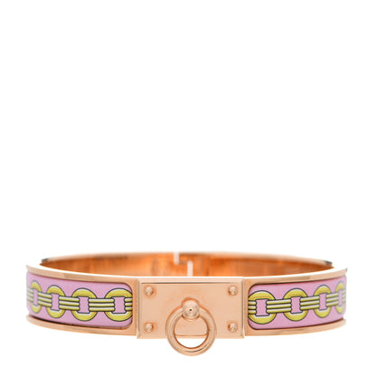 Hermes Enamel Anneau Flots Fleures Et Frontaux Bracelet PM Ultra Pink 1 of 5