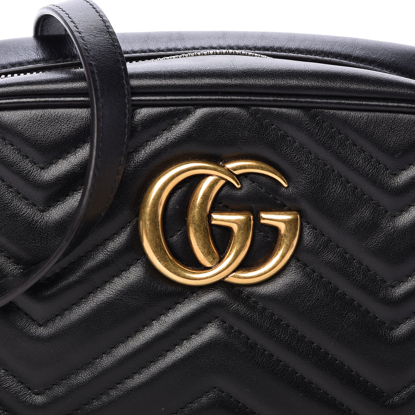 Calfskin Matelasse Small GG Marmont Chain Shoulder Bag Black