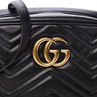 Gucci Calfskin Matelasse Small GG Marmont Chain Shoulder Bag Black 8 of 10