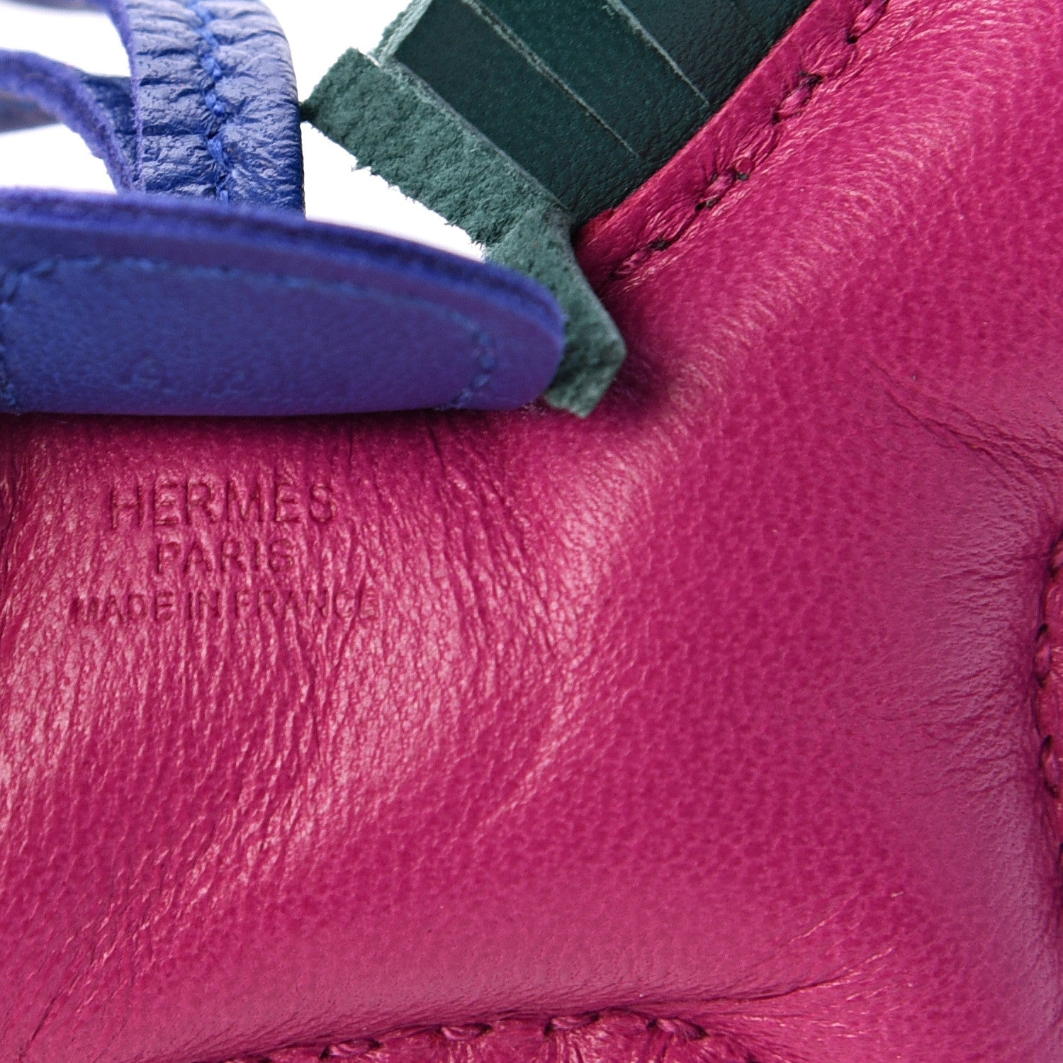 Hermes Milo Lambskin Grigri Rodeo Horse Bag Charm PM Rose Pourpre Bleu Electrique Malachite 3 of 5
