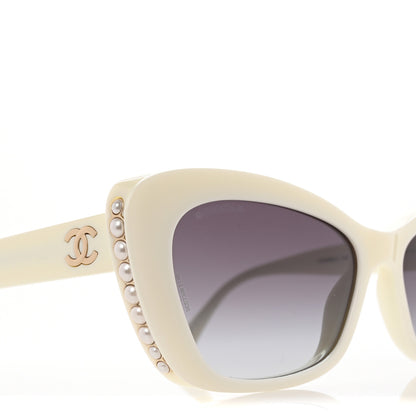 Chanel Acetate Pearl Cat Eye CC Sunglasses 5481-H White 7 of 8