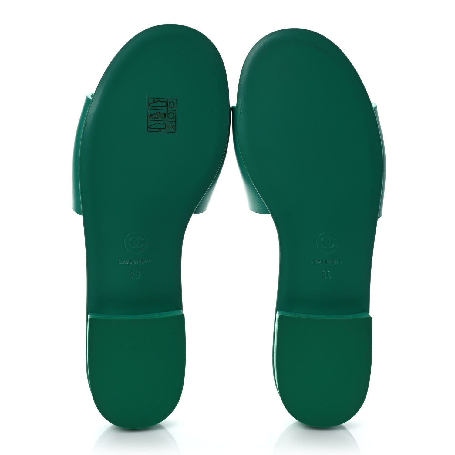 Chanel Calfskin Patent Calfskin Logo Mules 39 Green White 5 of 8
