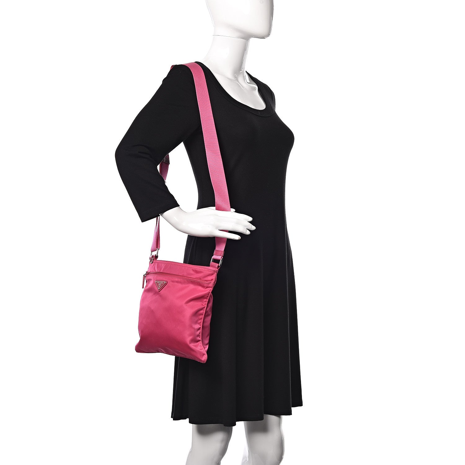 Prada Nylon Vela Flat Messenger Bag Fuxia 2 of 16