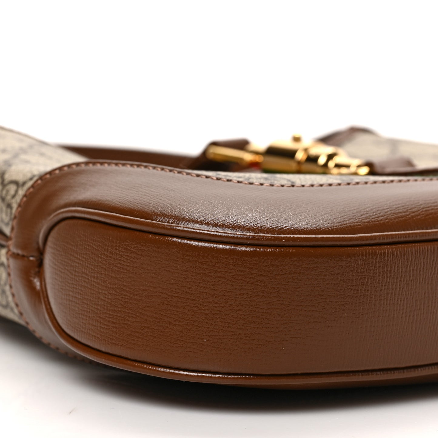 GG Supreme Monogram Azalea Calfskin Web Small Jackie 1961 Hobo Beige Ebony Brown Sugar