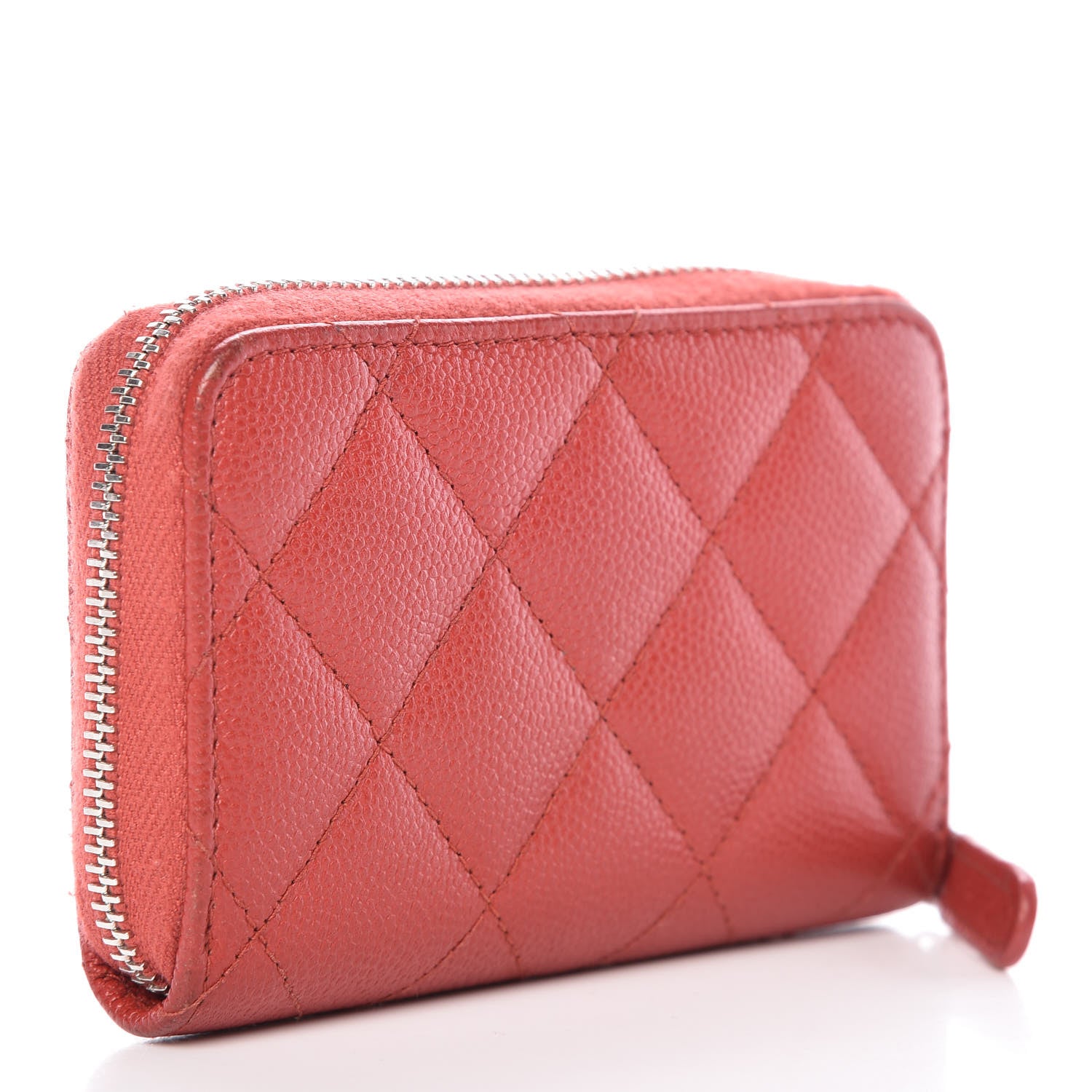 Chanel Caviar Quilted Zip Coin Purse Red 3 of 14
