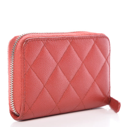 Chanel Caviar Quilted Zip Coin Purse Red 3 of 14