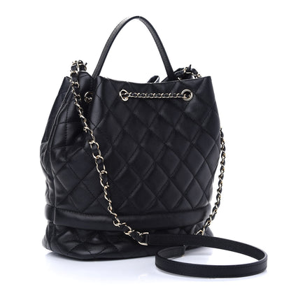 Chanel Caviar Quilted Large Rolled Up Bucket Drawstring Bag Black 3 of 9