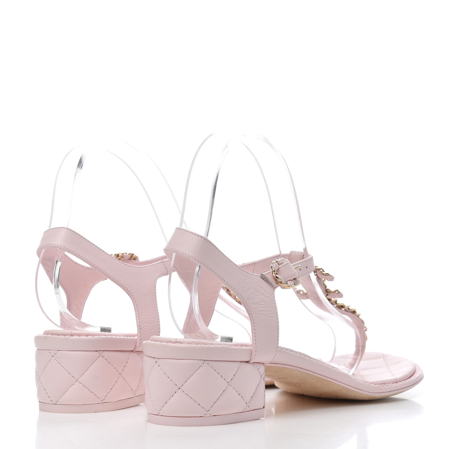 Chanel Lambskin Chain CC Logo Thong Sandals 38.5 Pink 4 of 18