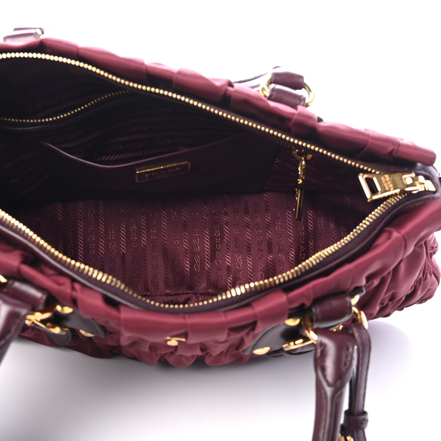 Tessuto Nylon Nappa Gaufre Shopping Satchel Granato