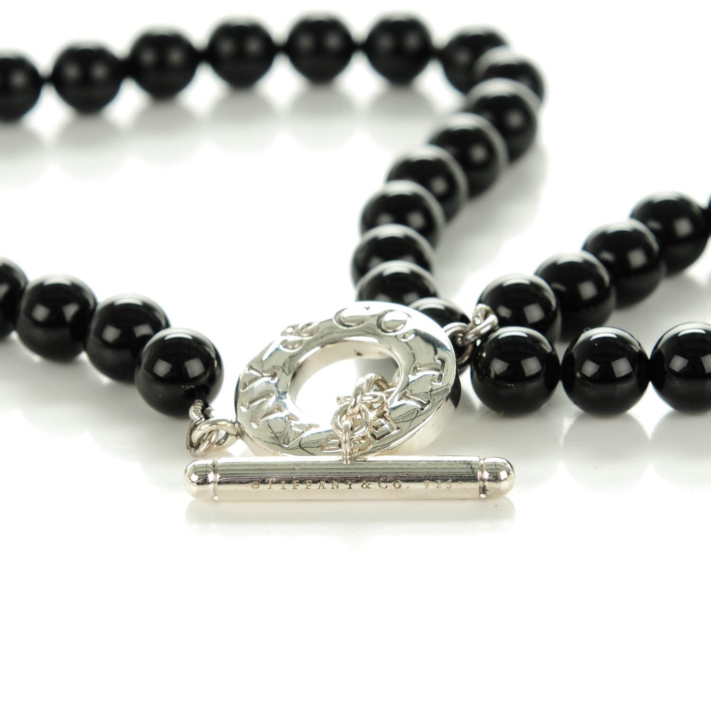Sterling Silver Black Onyx Bead Toggle Necklace