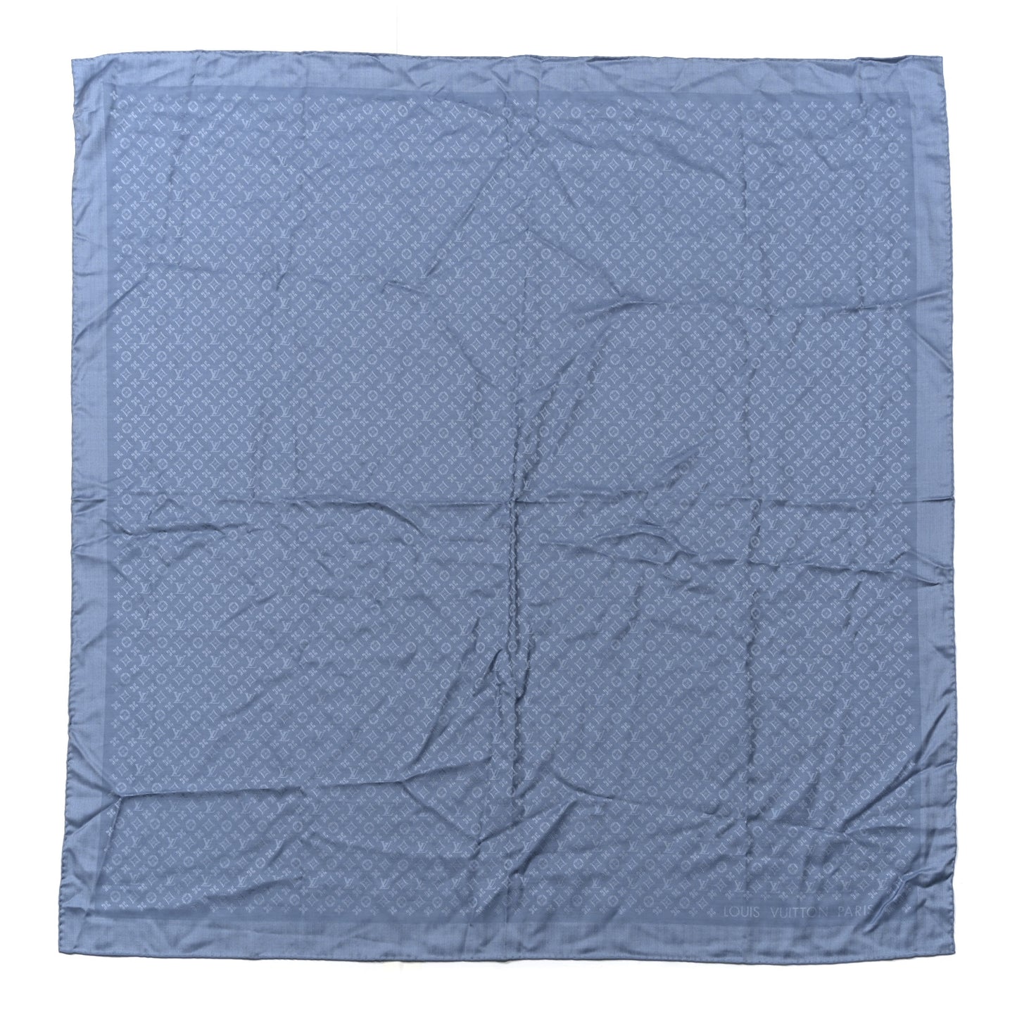 Wool Silk Monogram Evermore Shawl Bleu Denim