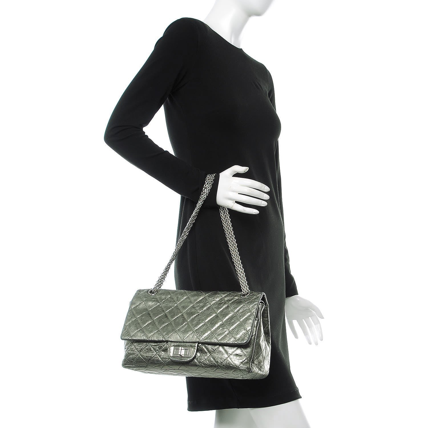 Chanel Metallic Aged Calfskin Quilted 2.55 Reissue 227 Flap Green 2 of 8