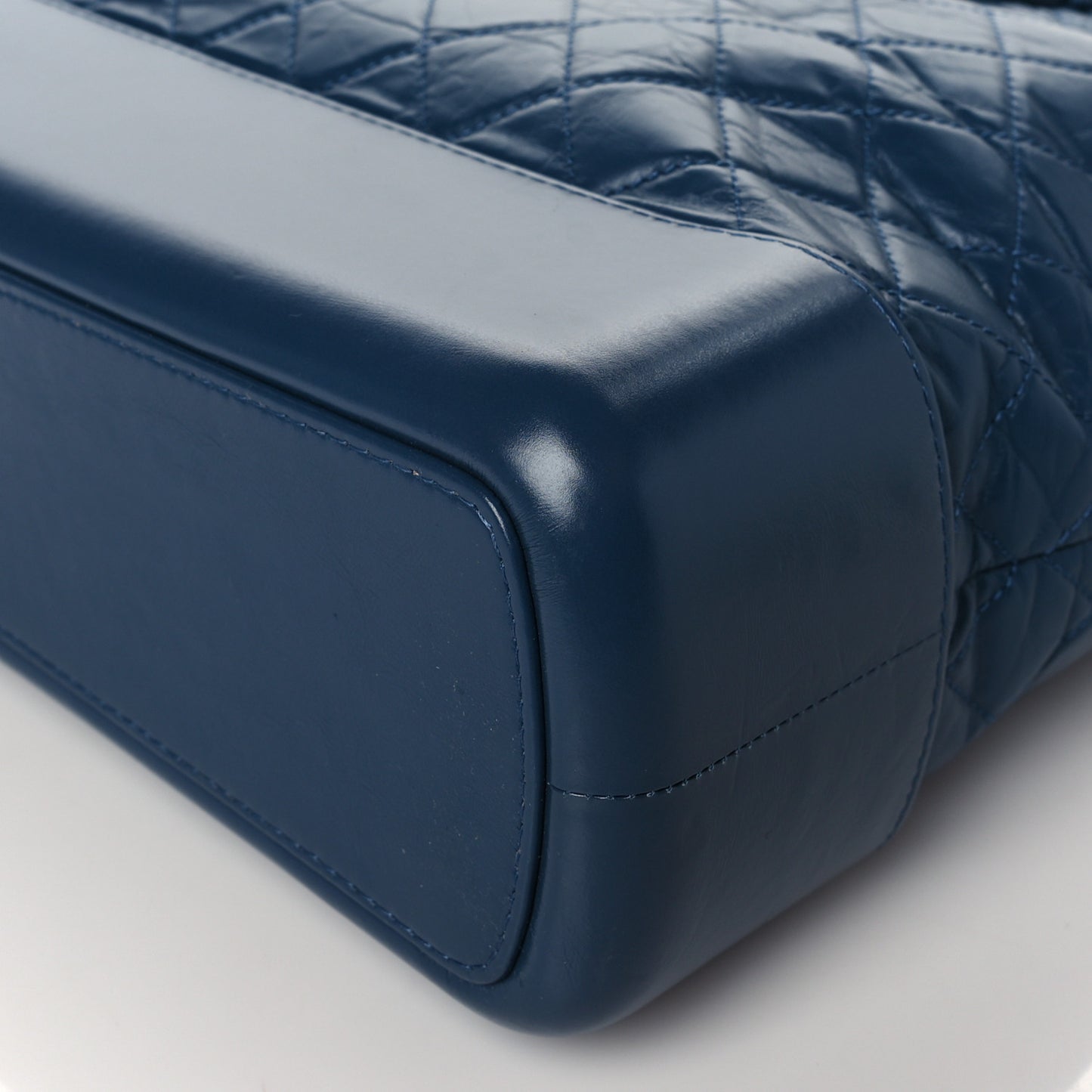 Aged Calfskin Quilted Large Gabrielle Shopping Tote Blue