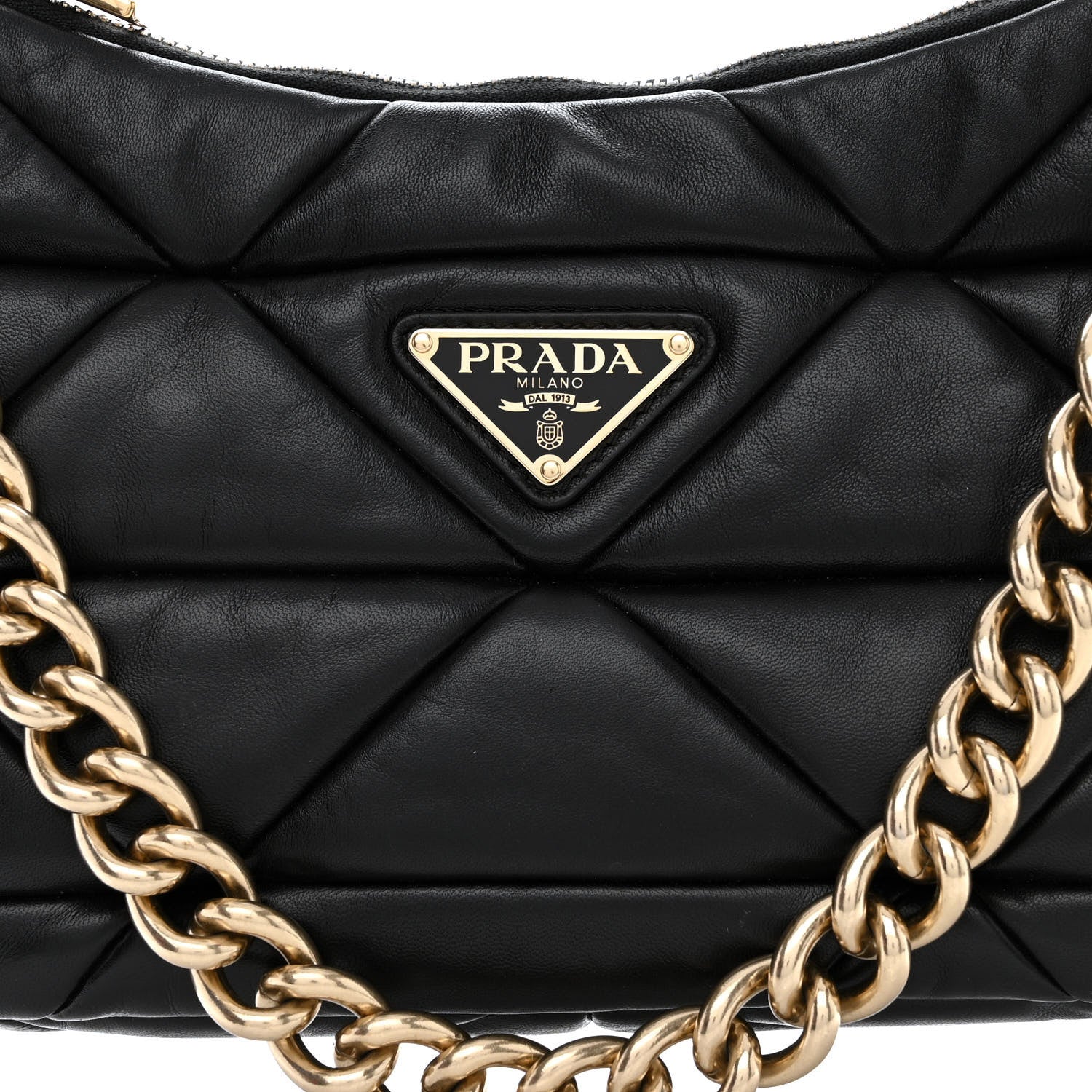 Prada Nappa Re-Nylon Triangle Quilted Patchwork System Shoulder Bag Black 10 of 12