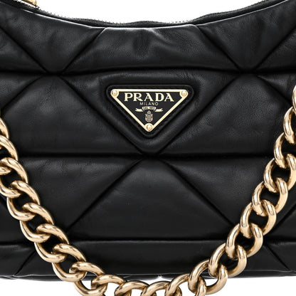 Prada Nappa Re-Nylon Triangle Quilted Patchwork System Shoulder Bag Black 10 of 12