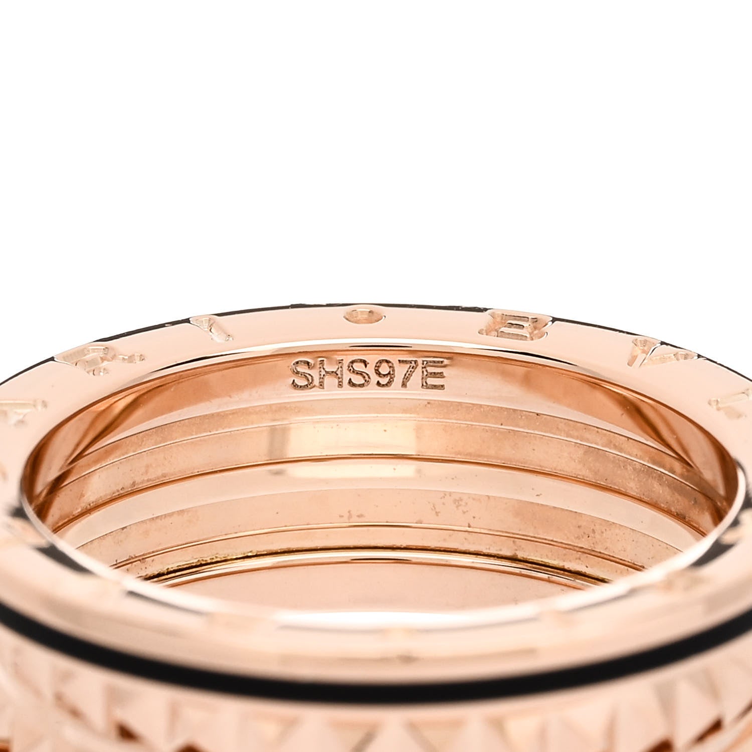 Bulgari 18K Rose Gold Black Ceramic B.Zero1 Rock Two-Band Ring 58 8.25 6 of 7