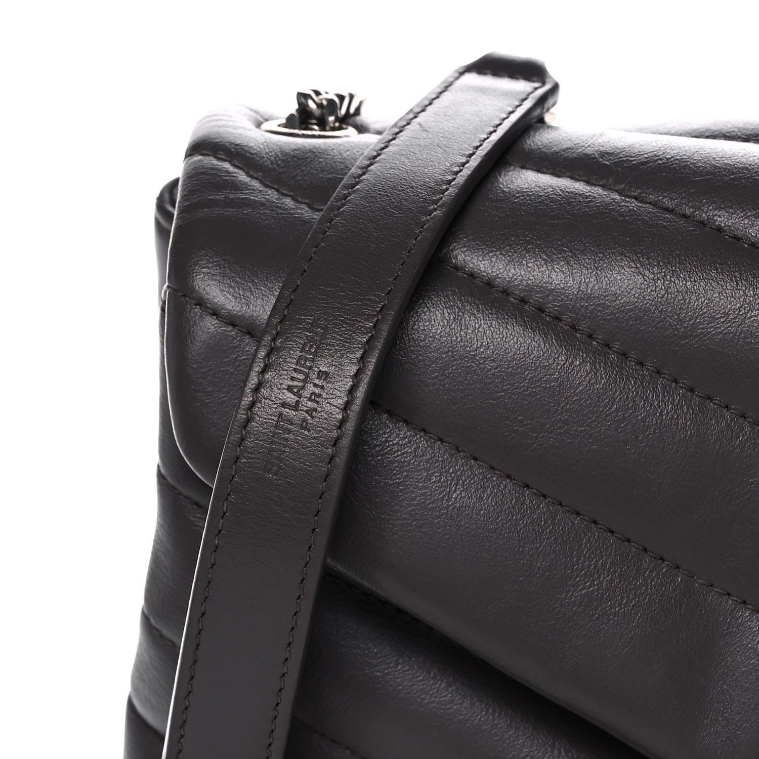 Saint Laurent Calfskin Y Quilted Monogram Small Loulou Chain Satchel Earth 9 of 20