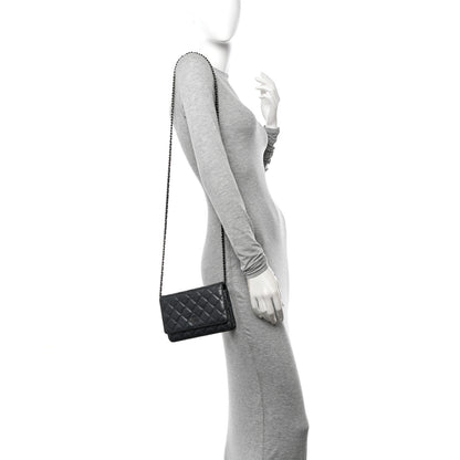 Chanel Pearly Caviar Quilted Wallet On Chain WOC Grey 2 of 14