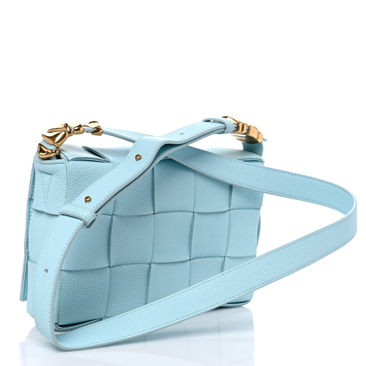 Grained Calfskin Maxi Intrecciato Cassette Crossbody Bag Pale Blue