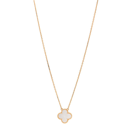 Van Cleef & Arpels 18K Yellow Gold Mother of Pearl Vintage Alhambra Pendant Necklace 1 of 5