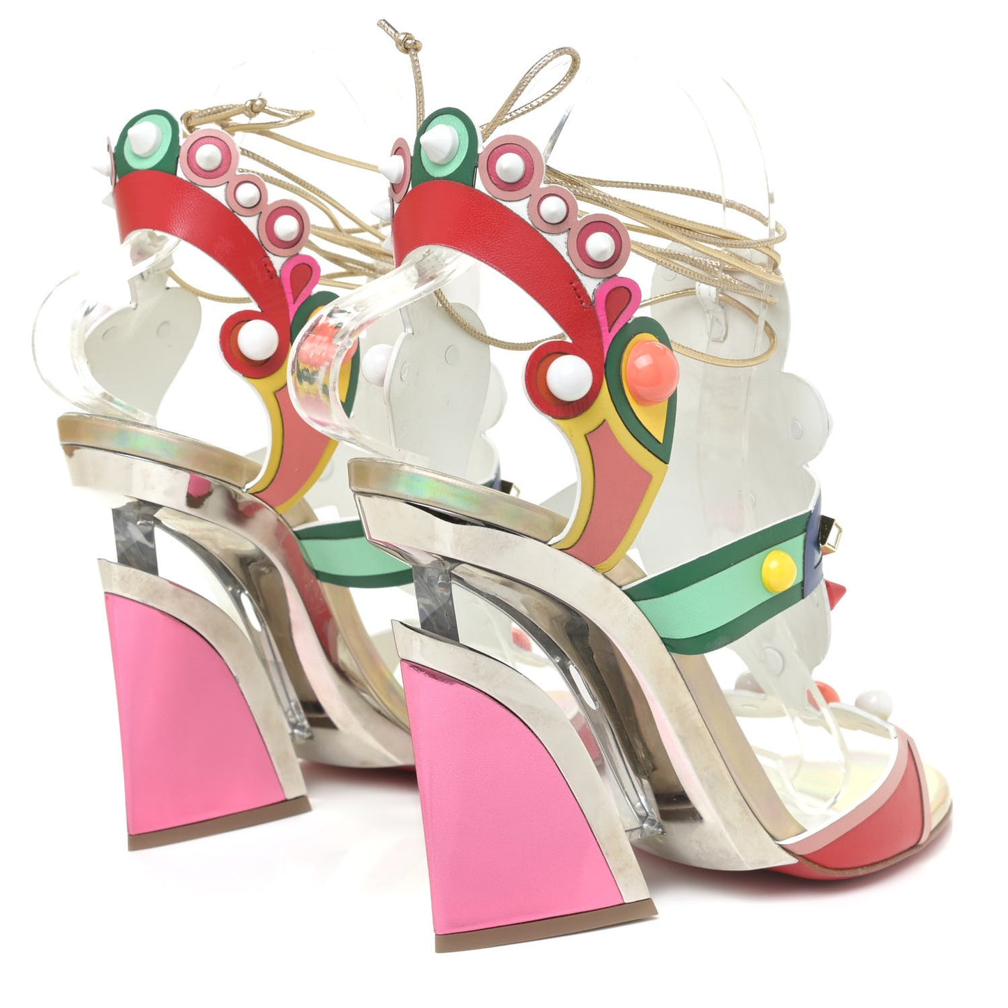Calfskin Papagaya Levita Sandals 38 Multicolor