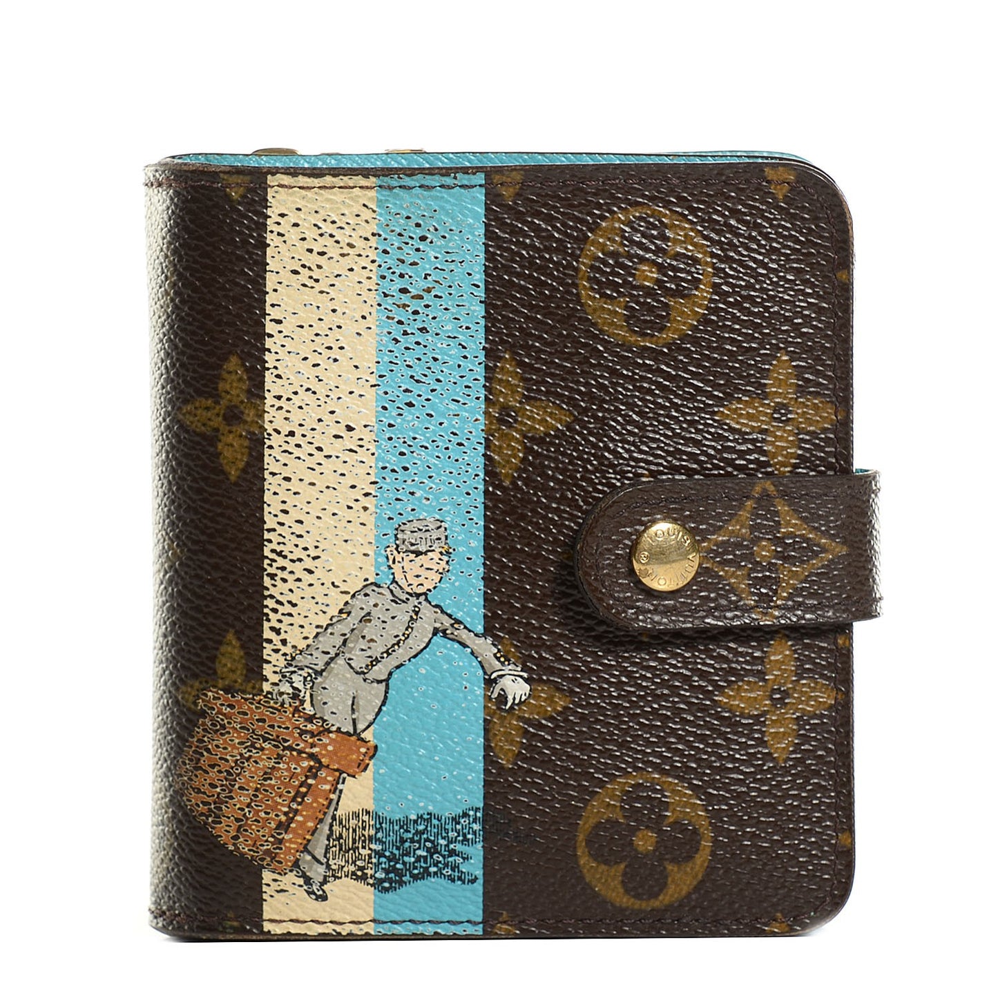 Monogram Groom Compact Zip Wallet Blue