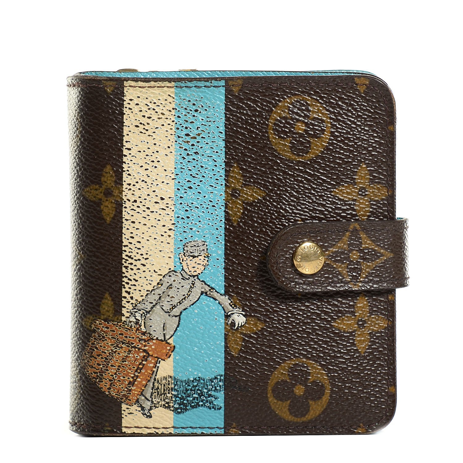 Louis Vuitton Monogram Groom Compact Zip Wallet Blue 1 of 7