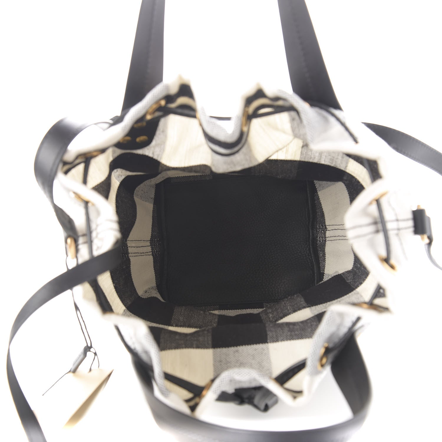 Burberry Grainy Calfskin House Check Canvas Small Heston Crossbody White Black 7 of 10