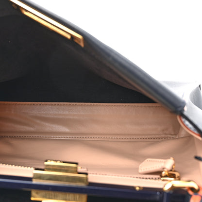 Fendi Vitello Seta Burro Medium Peekaboo Iconic Satchel Blue Notte Plaster 5 of 16