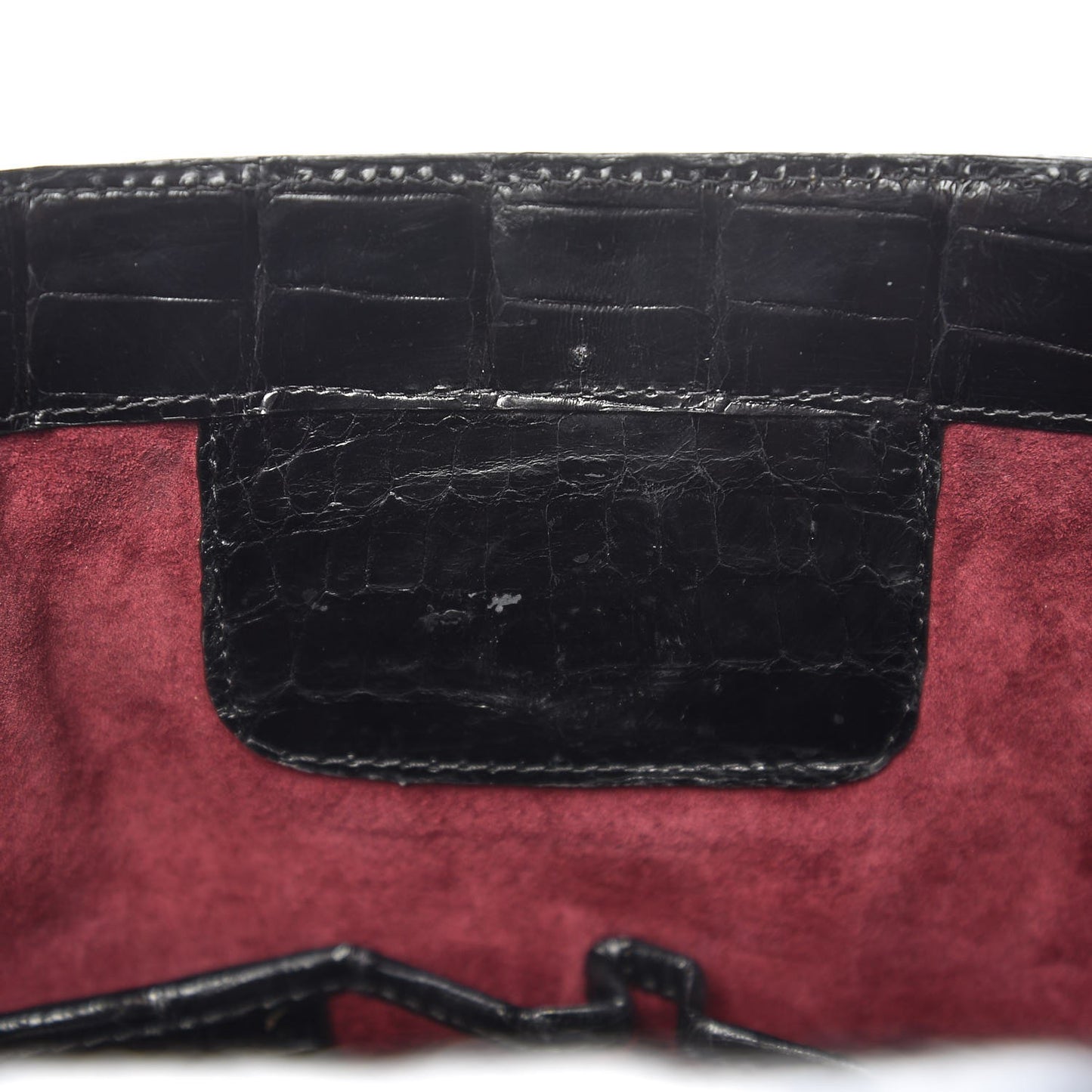 Glossy Crocodile Chain Tote Black