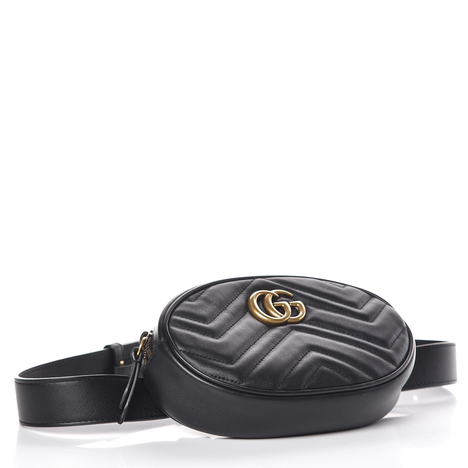 Gucci Calfskin Matelasse GG Marmont Belt Bag 75 30 Black 4 of 10