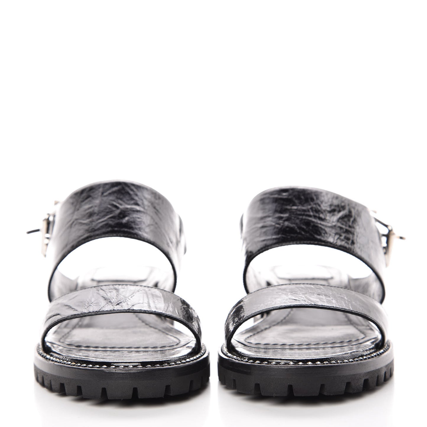 Crinkled Patent Crystals Sandals 37.5 Black