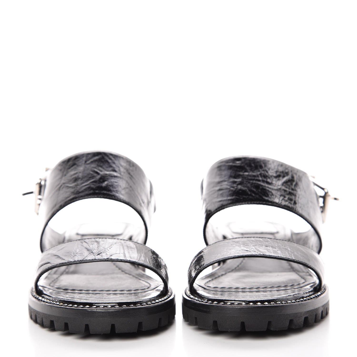 Christian Dior Crinkled Patent Crystals Sandals 37.5 Black 2 of 8