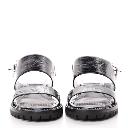 Christian Dior Crinkled Patent Crystals Sandals 37.5 Black 2 of 8