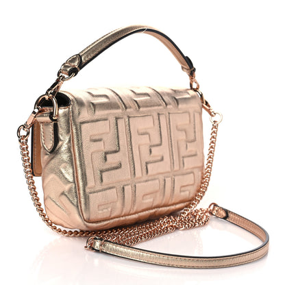 Fendi Vitello Laminato FF 1974 Embossed Mini Baguette Rame 2 of 8