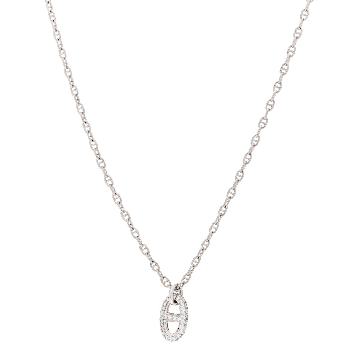 Hermes 18K White Gold Diamond New Farandole Pendant Necklace 1 of 6