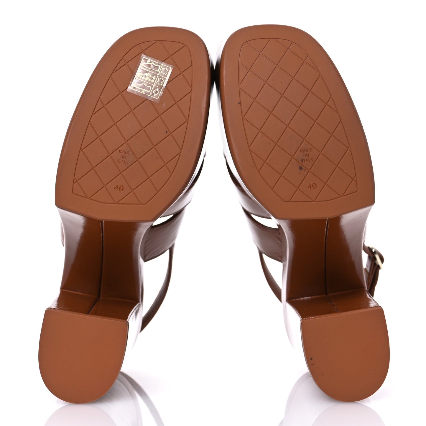 Crumpled Patent Lambskin Platform Sandals 40 Light Brown