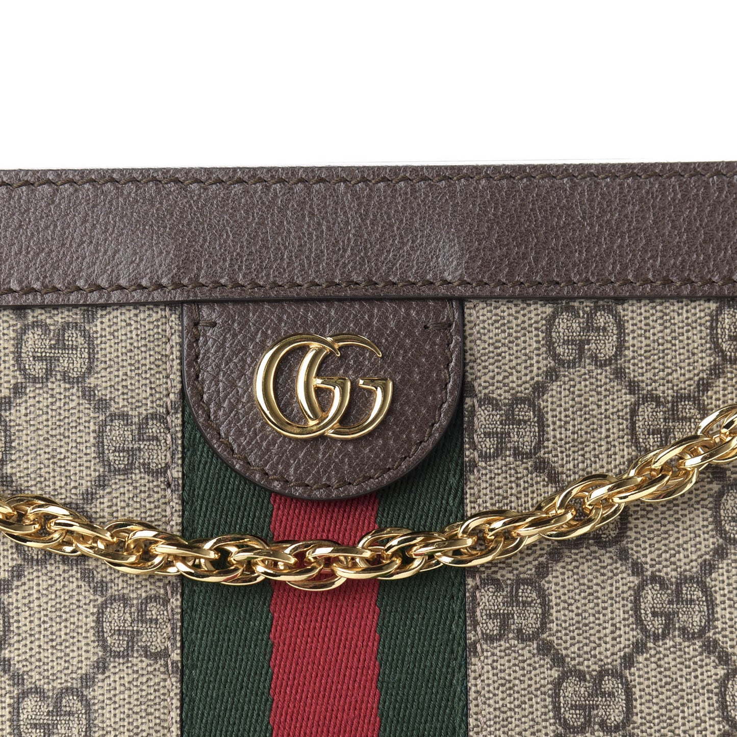 GG Supreme Monogram Web Medium Ophidia Chain Shoulder Bag Brown
