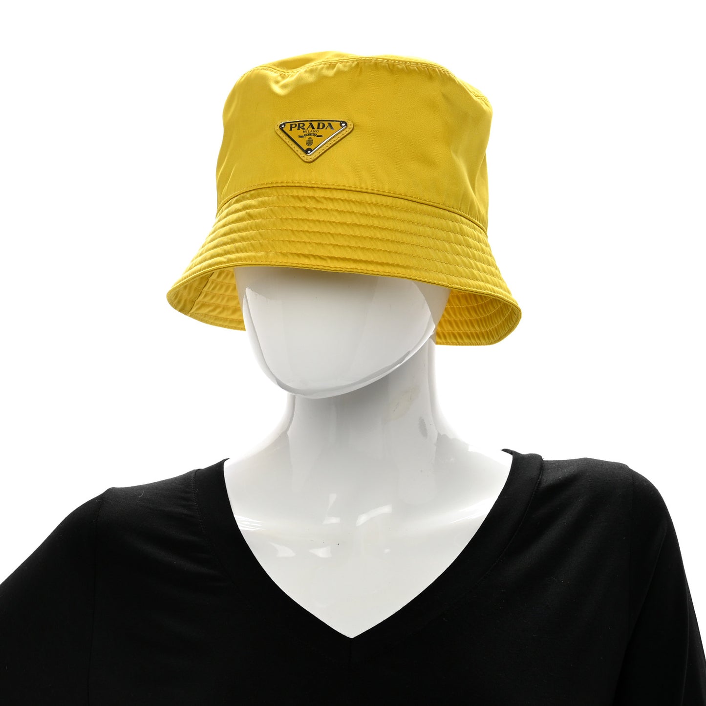 Re-Nylon Metal Triangle Logo Mens Bucket Hat L Giallo